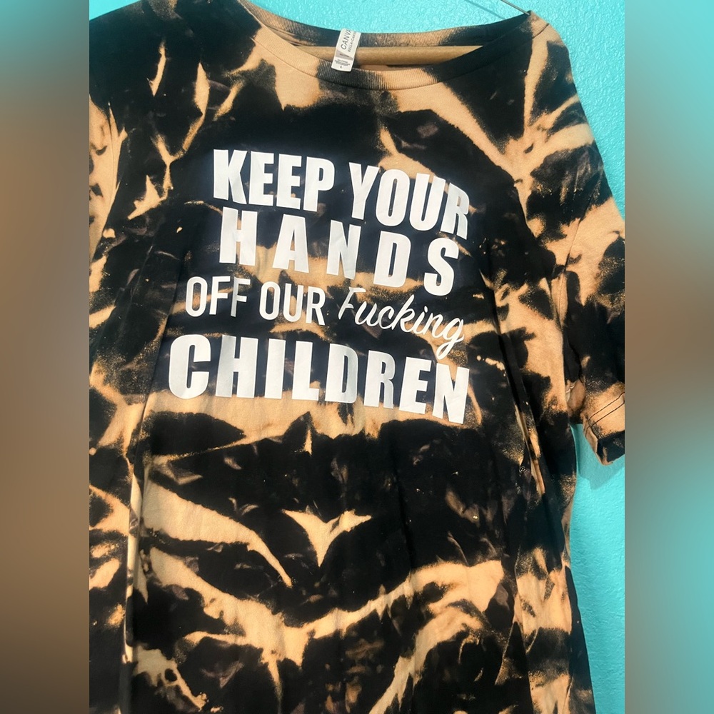 Graphic Tie-Dye Kids Tee - Black & Tan - KEEP YOUR HANDS OFF OUR CHILDREN